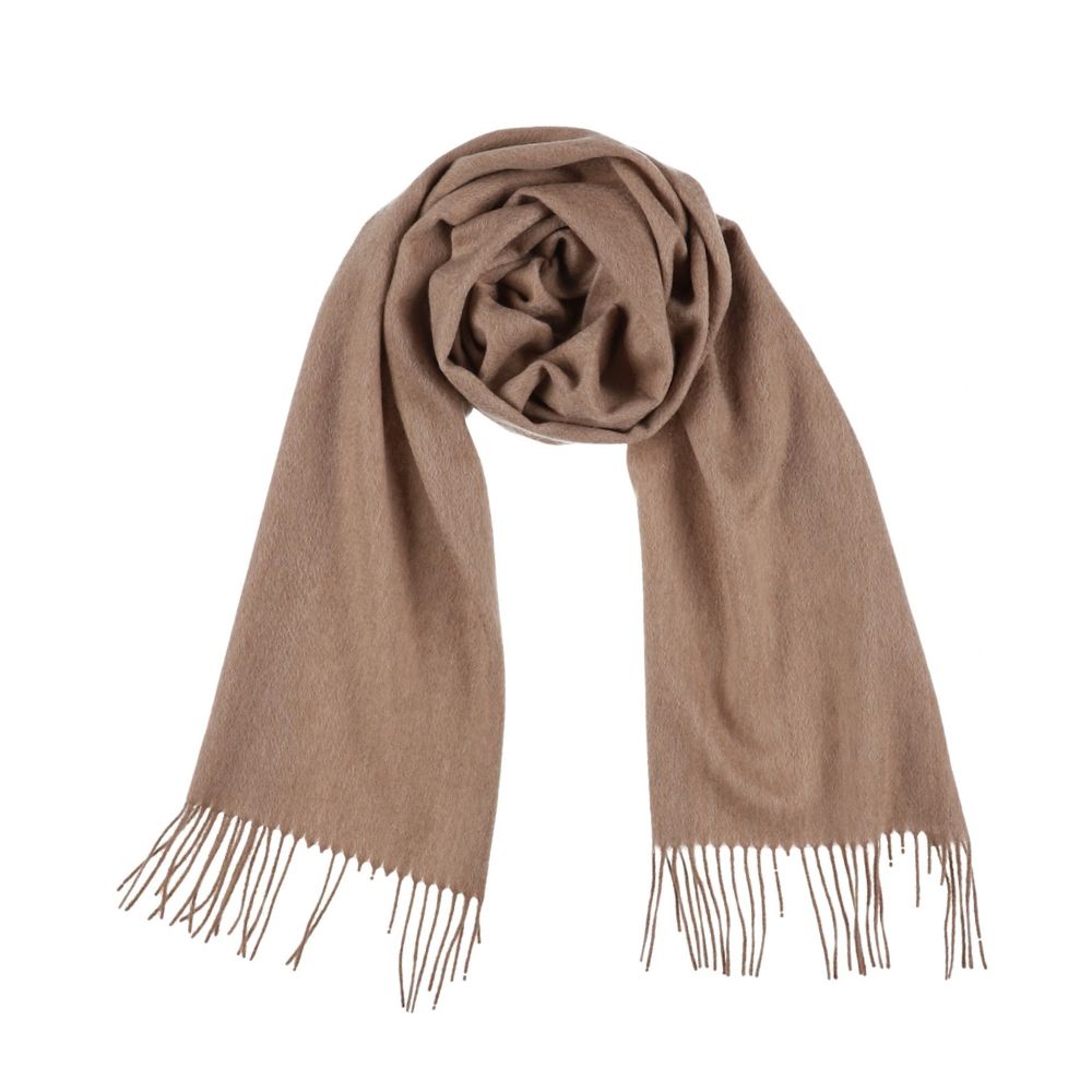 Ensfarvet beige cashmere halstørklæde til kvinder Paris (4)