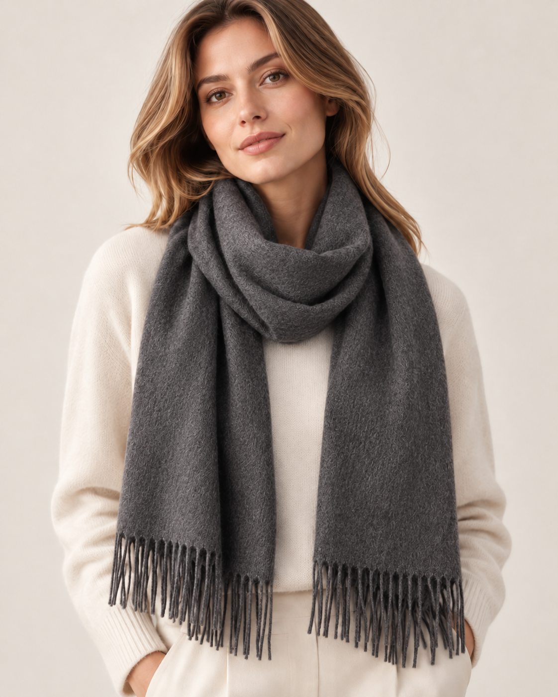 Sort halstørklæde i 100% cashmere til kvinder Paris (5)